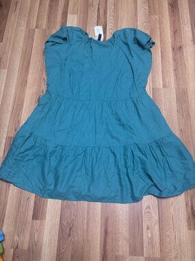 Universal Thread Teal Tiered Short-Sleeve Dress